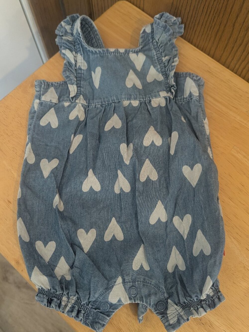 Carter's Heart Romper Blue Ruffles Snap Closure-3 Months